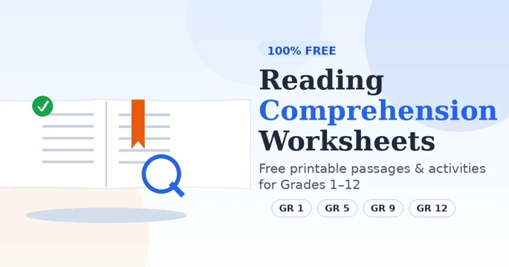 Free Reading Comprehension Worksheets, Grades 1–12