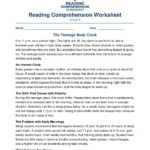 Grade 8 informational text reading comprehension worksheet The Teenage Body Clock, page 1 with article on teen sleep